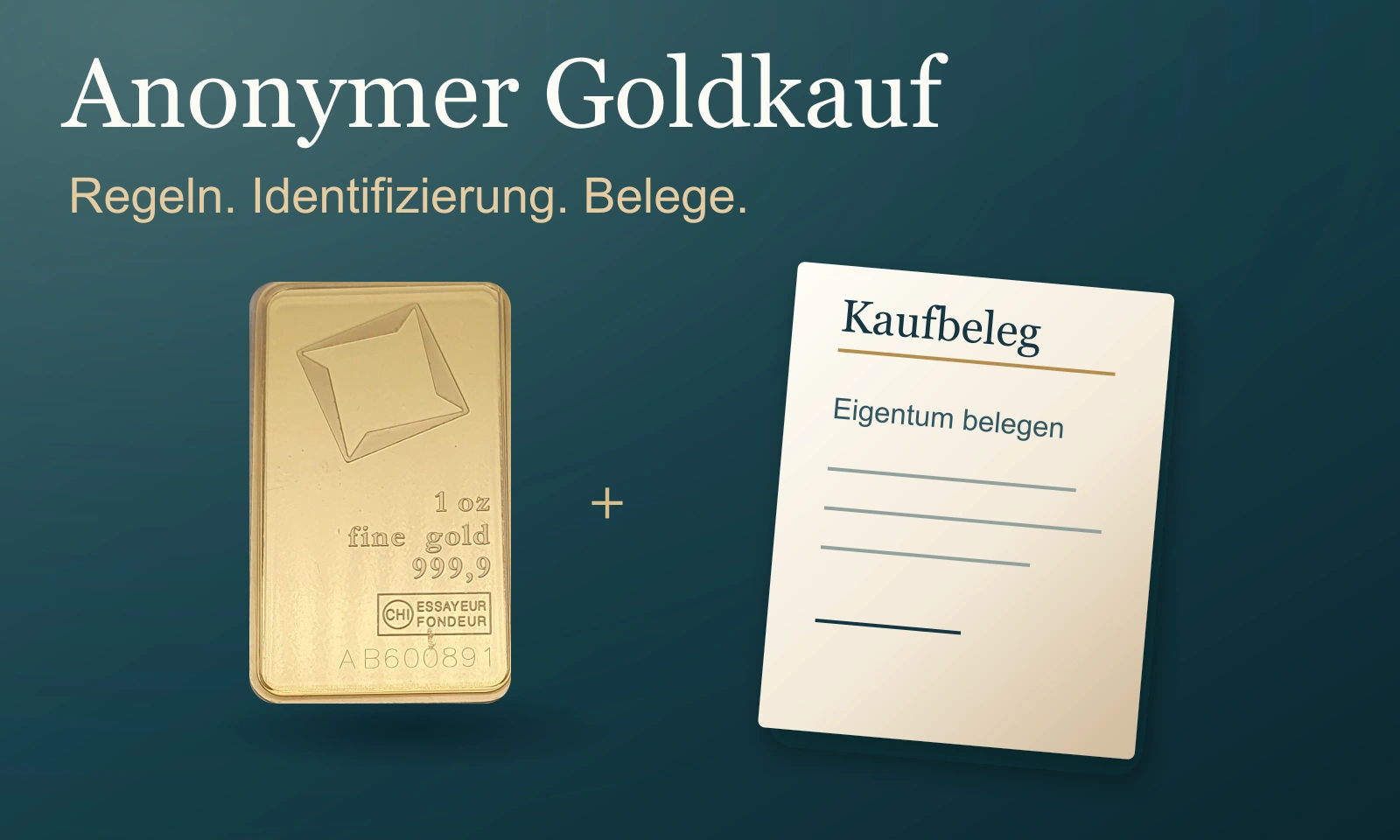 Goldkauf und Kaufbeleg – Illustration mit Original-Produktfotografie