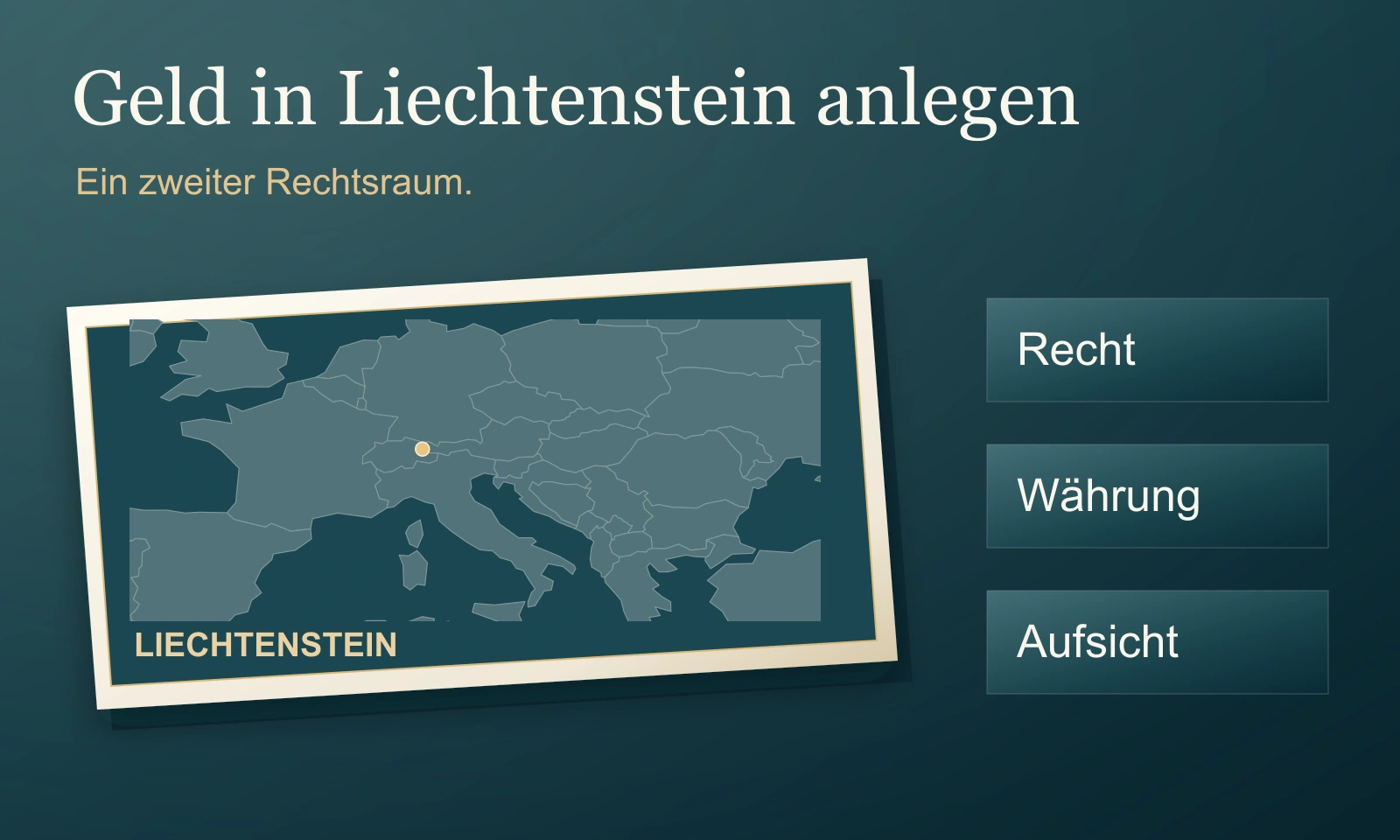 Liechtenstein als zweiter Rechtsraum: Recht, Währung und Aufsicht – Illustration